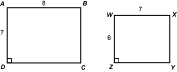 two rectangle shaped quadrilaterals, both wider than they are tall