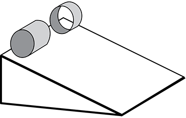 A solid cylinder and a thin hoop are side by side on the top of an inclined plane