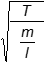 the square root of the quantity T divided by M over L