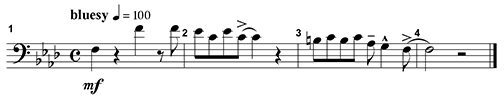a four-bar melody based on the blues scale