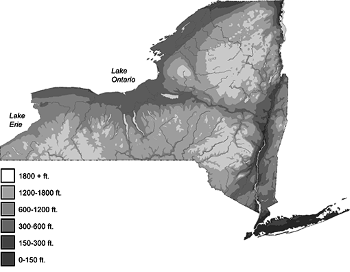 elevation map of New York State