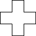 A composite shape is shown. The composition may be visualized by considering a row of three congruent squares. Another congruent square is placed directly above the middle square and one below it. Only the edges on the boundary of the composite shape are visible.